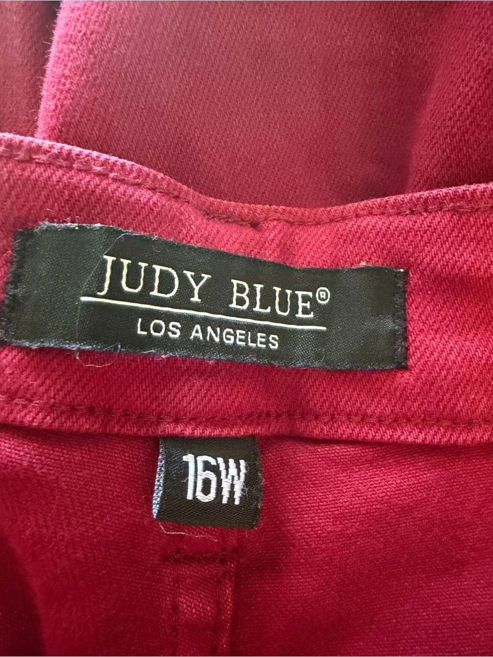 Judy Blue Heart Pocket Wide Leg Red Jeans Size 16W